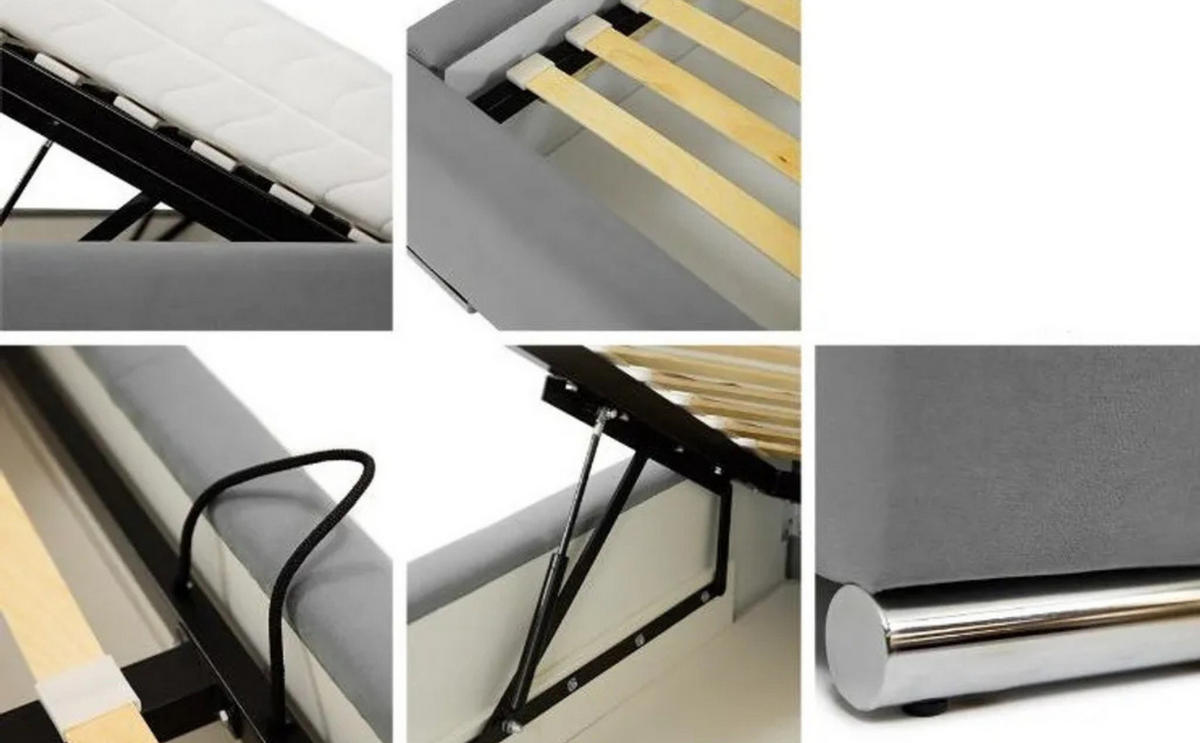 POLSTERBETT LUIS mit Kopfteil, 180 x 200 cm, Doppelbett mit Bettkasten und Lattenrost aus Metall, Cordstoff: Orange - Orange, Holz/Textil (180/200cm) - Agmat-Furniture