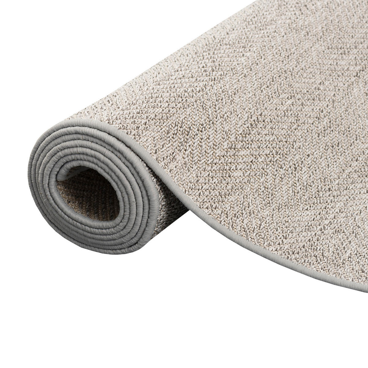 SISAL-OPTIK DESIGNER FLACHGEWEBE TEPPICH PURE MELIERT - Hellgrau, Textil (133/133cm) - Snapstyle