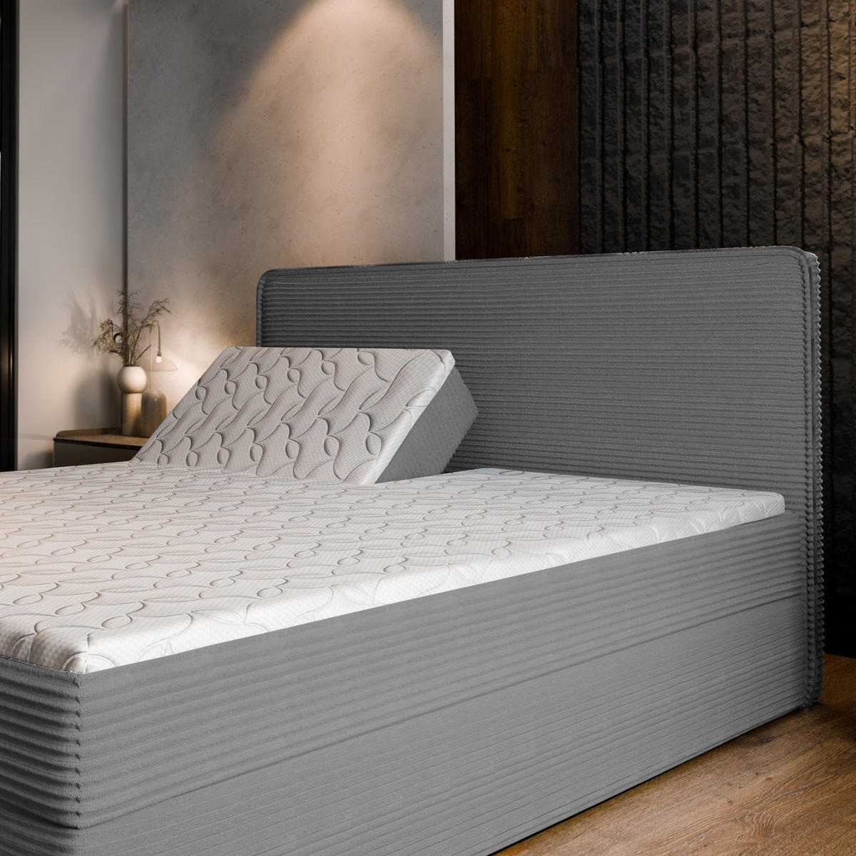 BOXBETT ASTOR 140x200 cm mit Matratze und Topper - Gelb - Gelb, Holz (140/200cm) - MASSENO