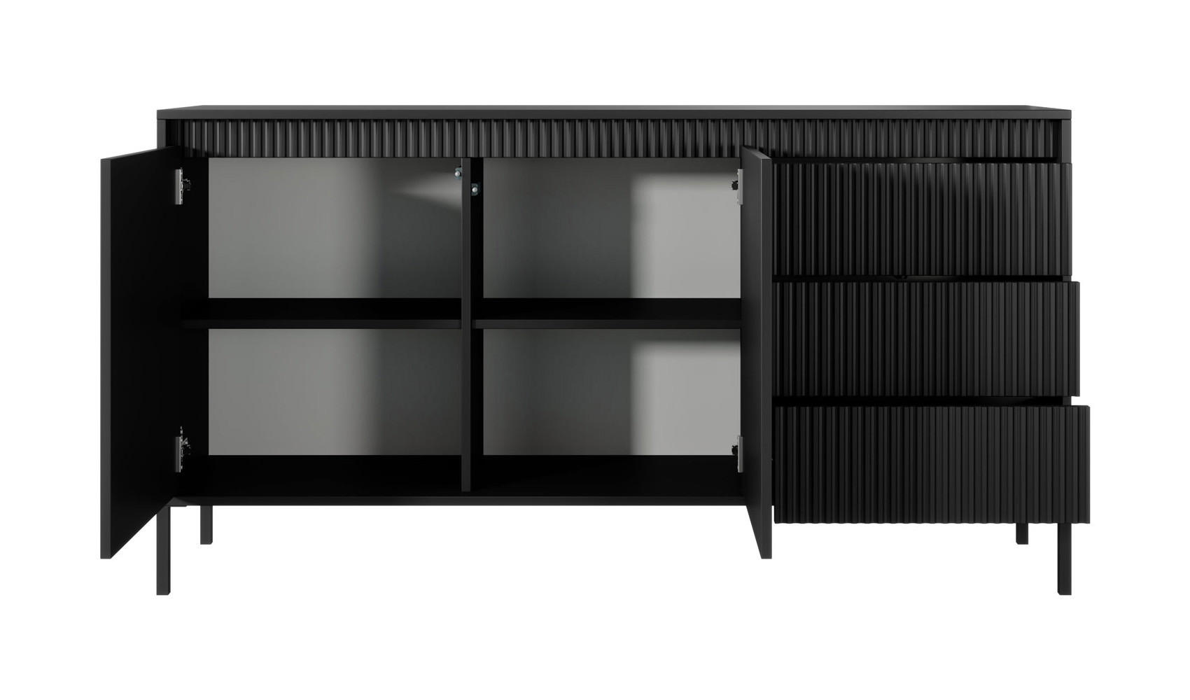SIDEBOARD Senso schwarz 154 / 40 / 82cm - Schwarz, Holz/Holzwerkstoff (154/82/40cm) - Feldmann-Wohnen