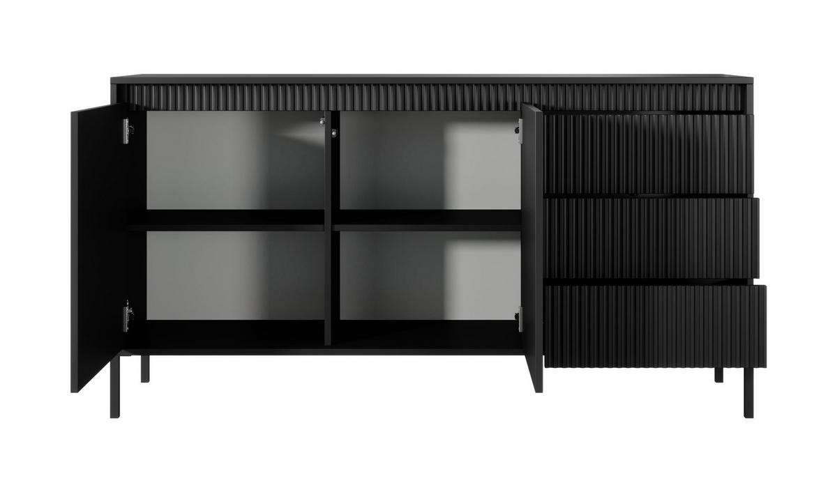 SIDEBOARD Senso schwarz 154 / 40 / 82cm - Schwarz, Holz/Holzwerkstoff (154/82/40cm) - Feldmann-Wohnen