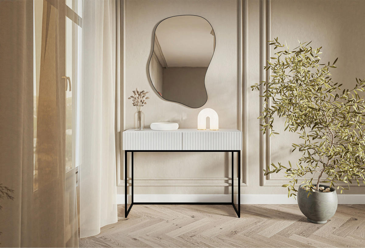 SCHMINKTISCH Veldio weiß 110 cm - Schwarz/Weiß, Holzwerkstoff/Metall (110/79/40cm) - Selsey