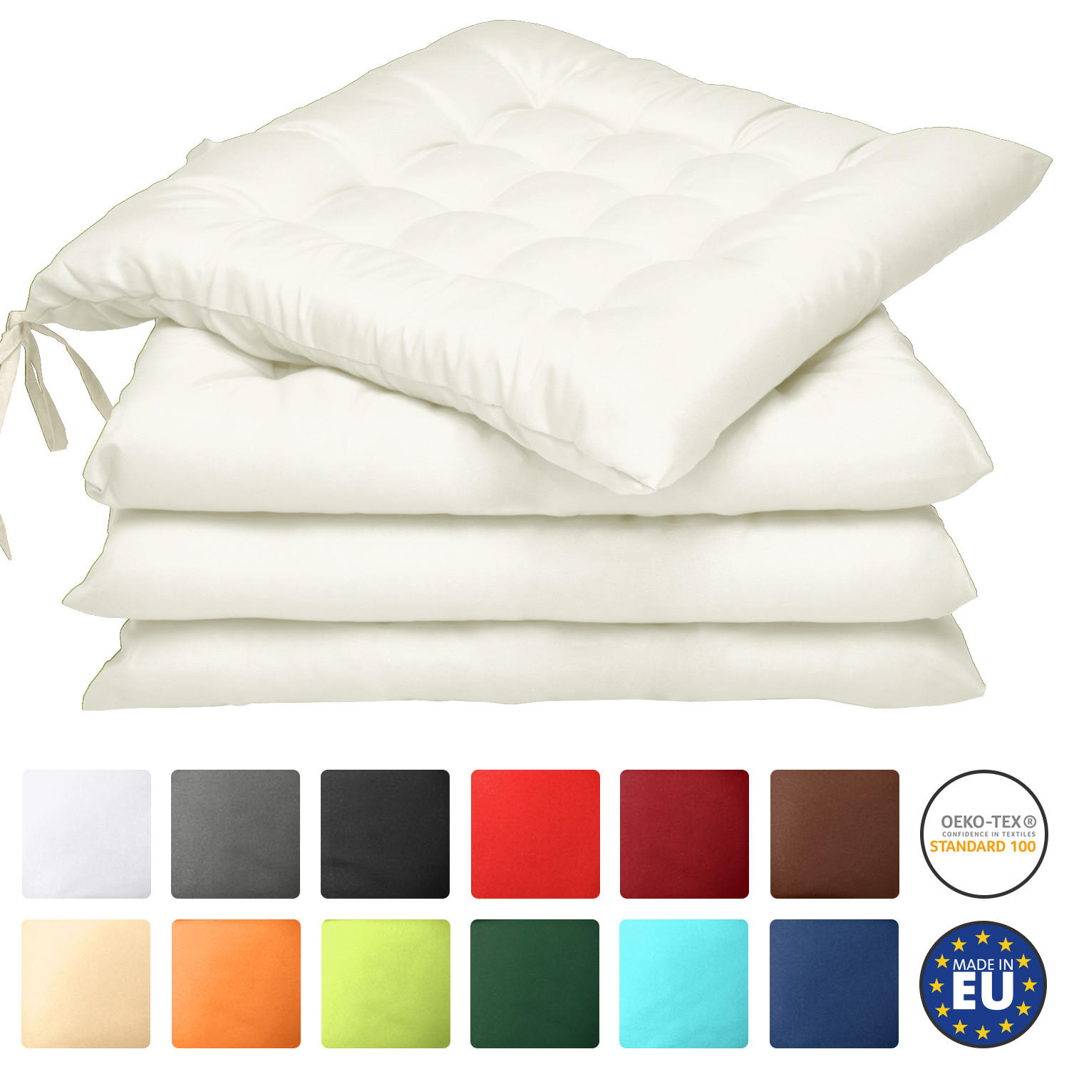STUHLKISSEN Lea 40/40/5 cm Creme 4tlg - Creme, Textil (40/40cm) - Beautissu 