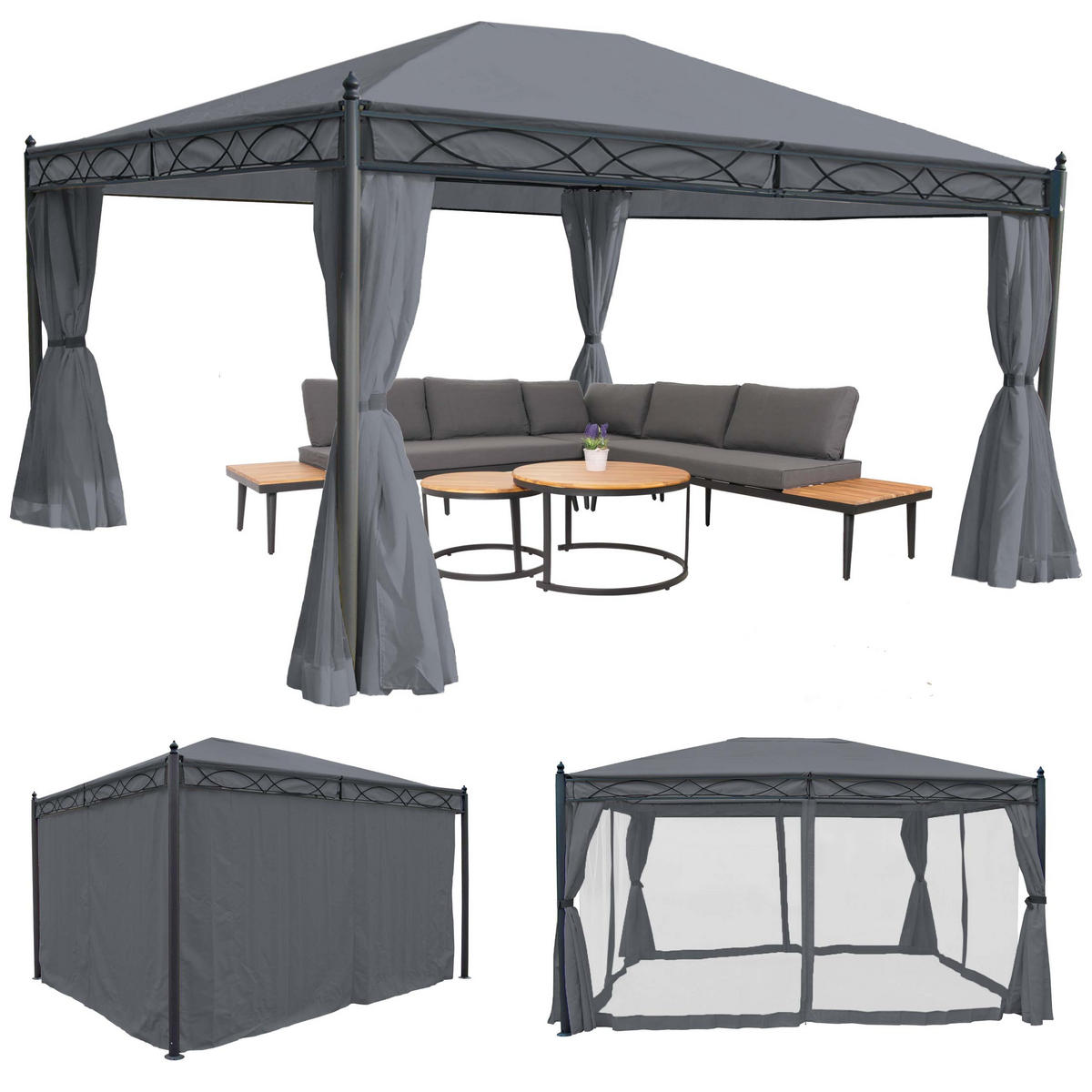 PERGOLA CALPE I Grau - Grau, Metall (394/273/294cm) - MCW