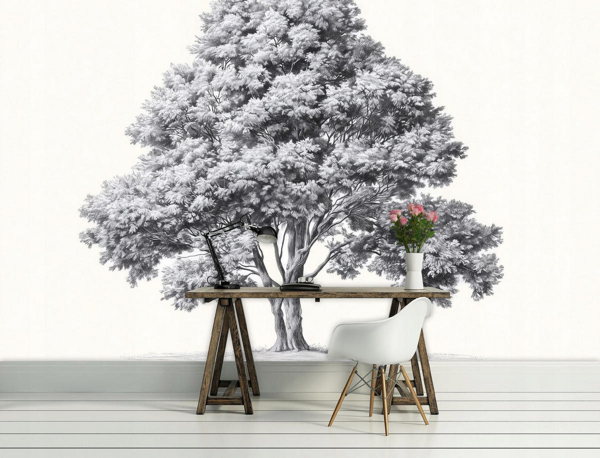 FOTOTAPETE Baum Abstrakt Grau 400x280 cm - Multicolor, Papier (400/280cm) - Wallarena