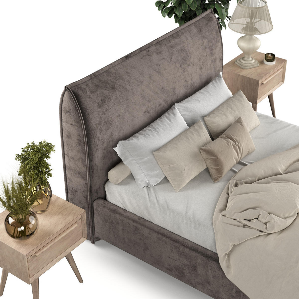 POLSTERBETT Mira 120/200 cm Braun im Lotta Stoff - Naturfarben/Braun, Holz/Holzwerkstoff (120/200cm) - AltaBeds