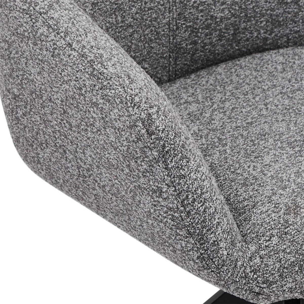 ARMLEHNSTUHL-SET 2 Stück in Teddystoff - Schwarz/Grau, Textil/Metall (64/87/64cm) - Furnhouse