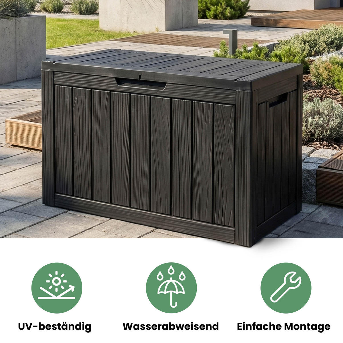 GARTENBOX 170L Schwarz - Schwarz, Kunststoff (77.5/55.5/43cm) - Akord
