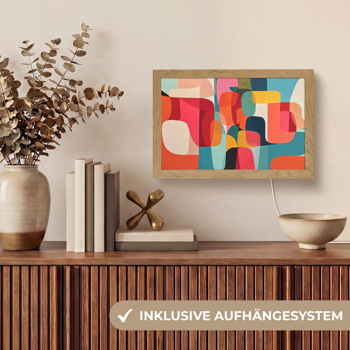 NÁSTĚNNÁ LAMPA Tvary - barevné - abstraktní - letadla 30x20 cm - různobarevná, kompozitní dřevo (30/20/8cm) - OnlyWow