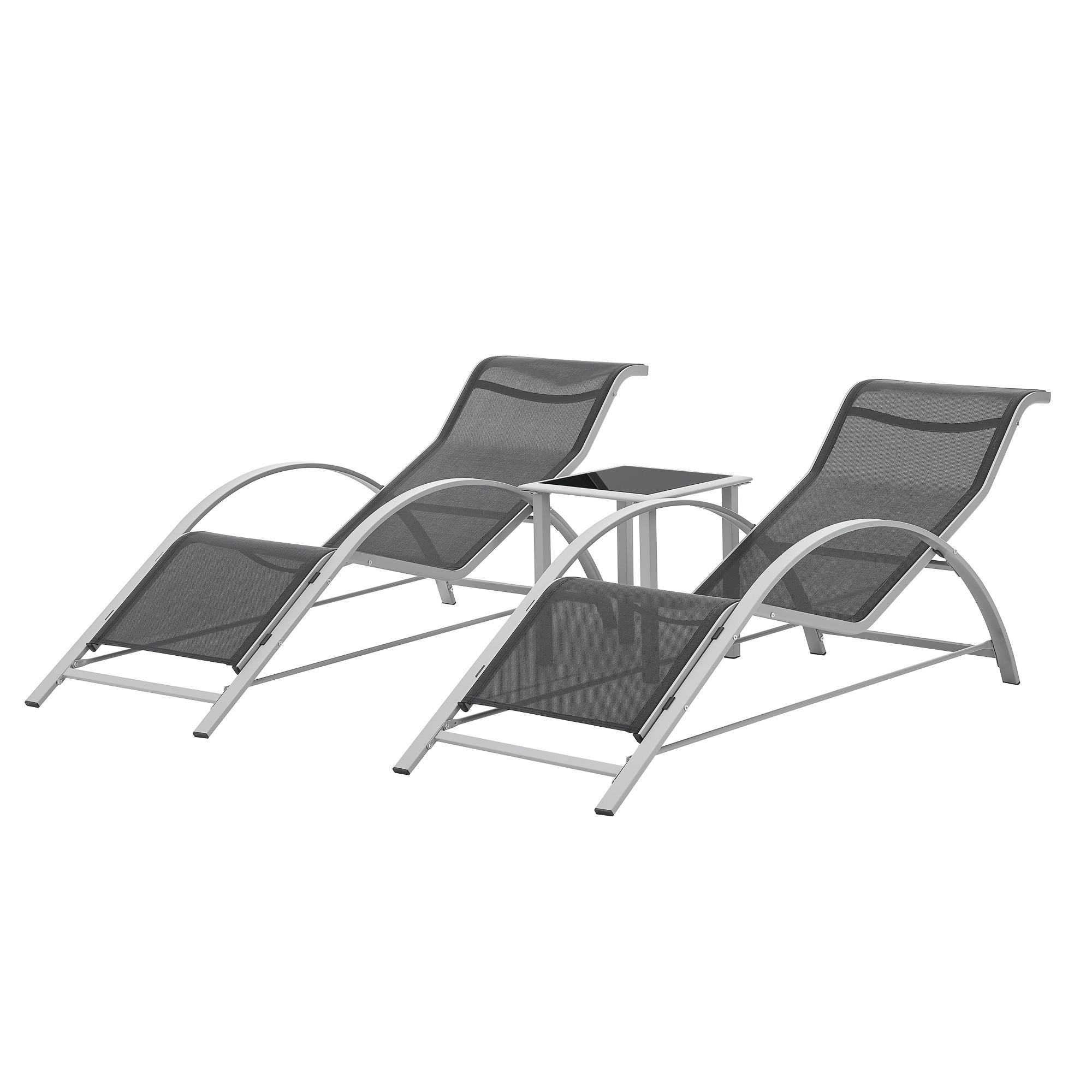 LOUNGE-SET 3 TLG. Binetto - Grau, Metall - [en.casa]
