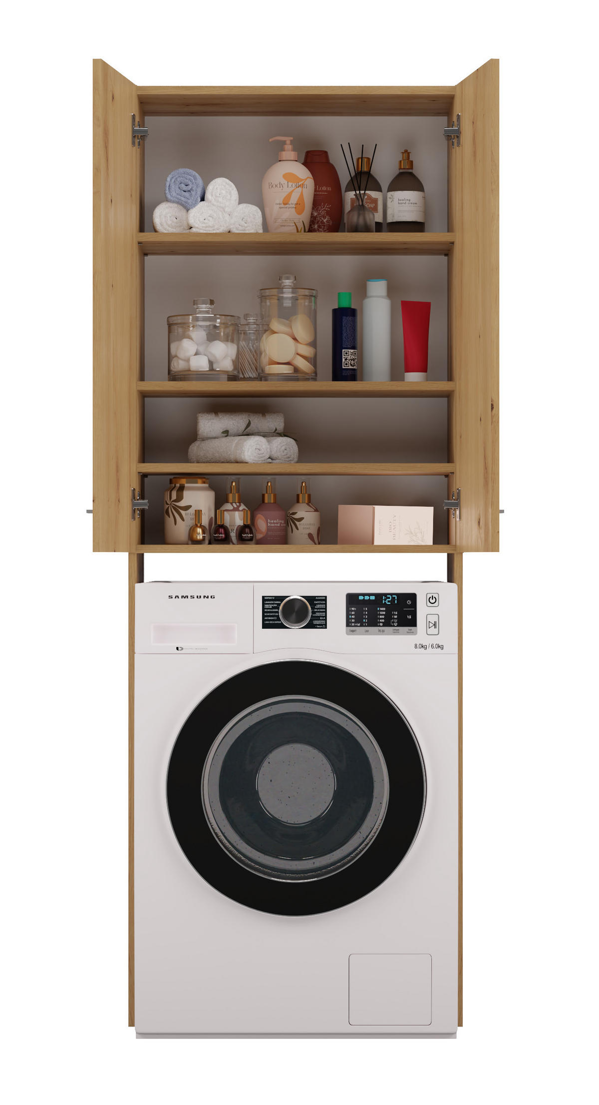 BADEZIMMERSCHRANK ÜBER WASCHMASCHINE POLA DD EICHE ARTISAN - Eiche Artisan, Holzwerkstoff (64/180/30cm) - CDF