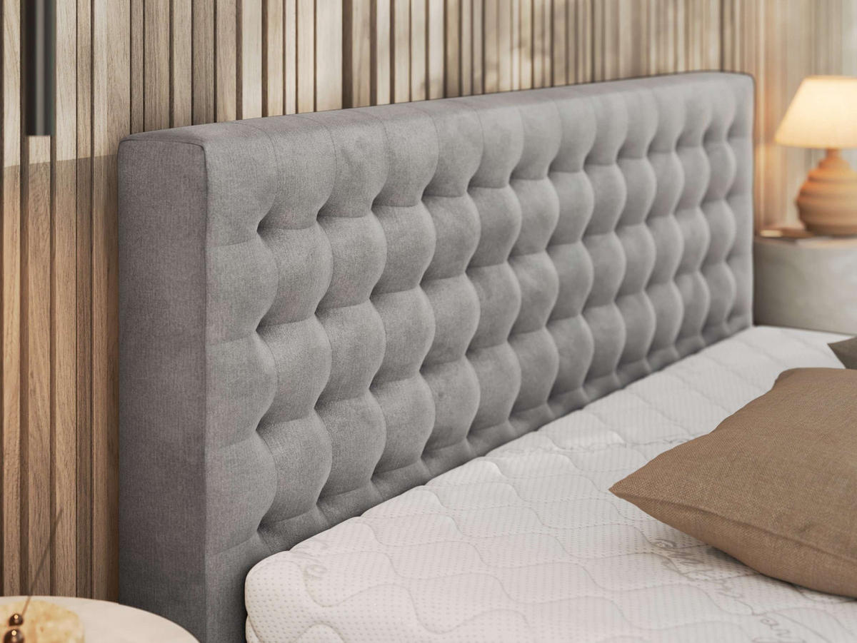 POLSTERBETT PAVO CLASSIC 200/200 - Hellgrau Velvet - Multipocket-Matratze - Hellgrau, Textil (200/200cm) - MKS