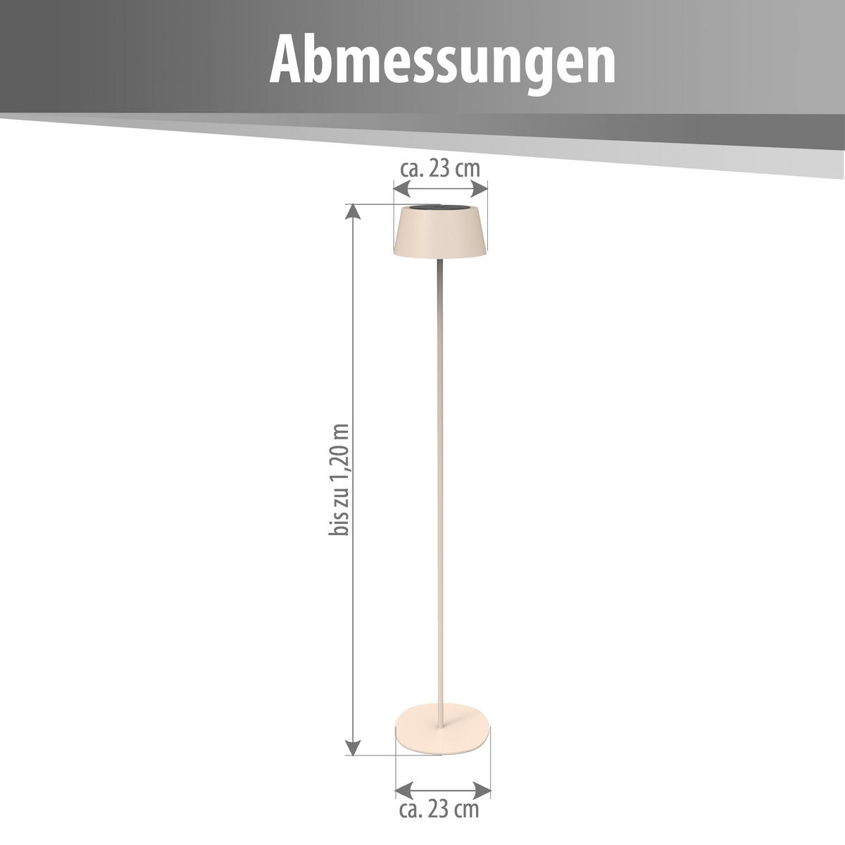 LED-STEHLEUCHTE Solar Outdoor bis zu 120cm Metall beige - Beige, Metall (23/23/120cm) - Northpoint
