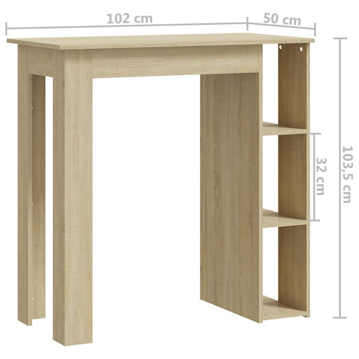 BARTISCH Moderner 102/50/103,5 cm aus Holzwerkstoff Sonoma-Eiche mit Regal - Sonoma Eiche, Holz (50/102/103.5cm) - vidaXL