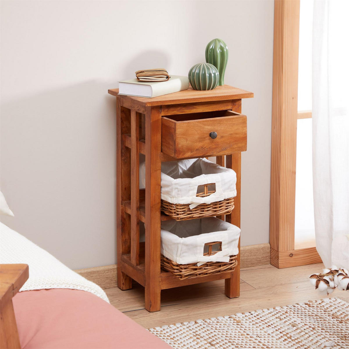 NACHTTISCH TOURNETTE - Naturfarben, Holz (39/71/28cm) - IDIMEX