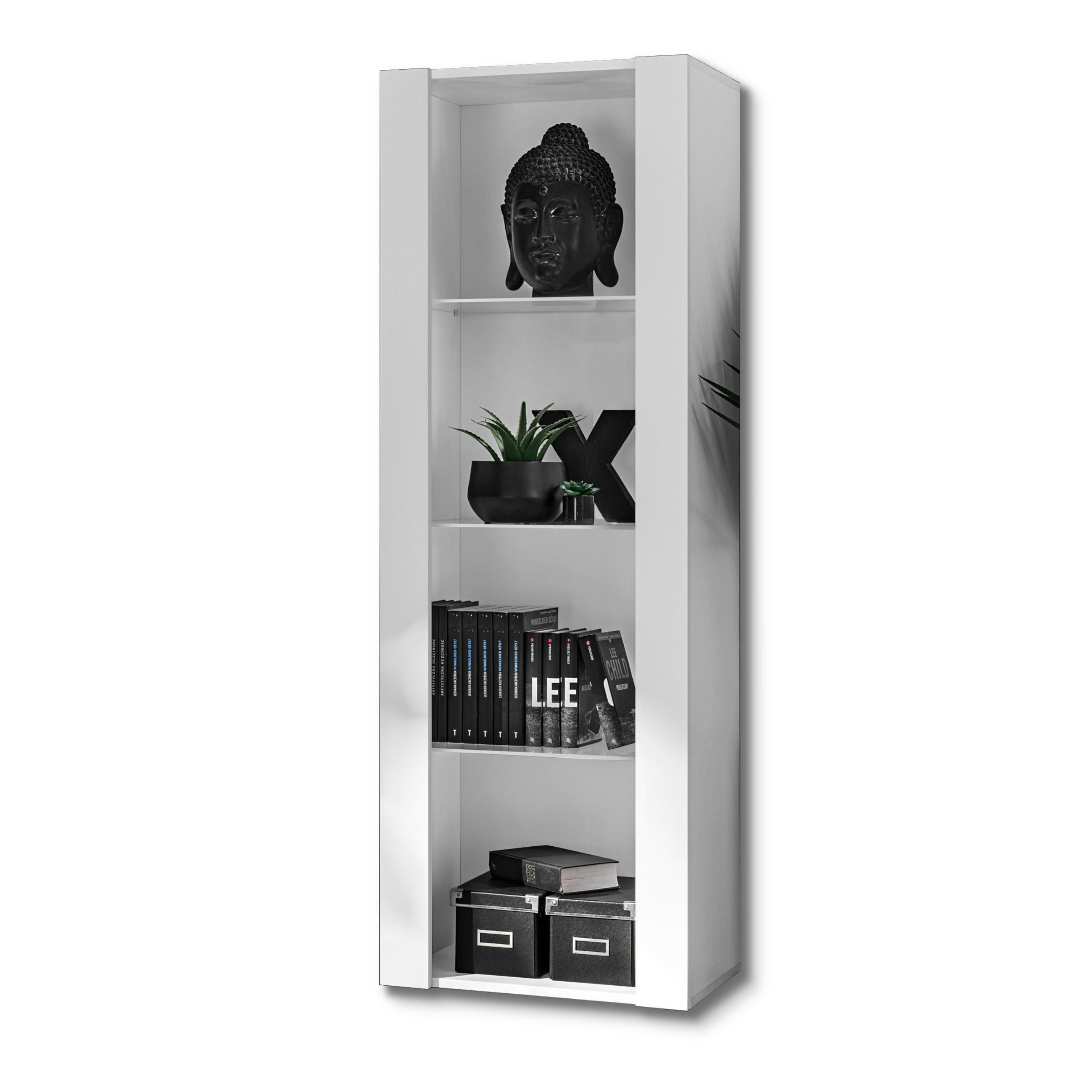 VITRINE TIVOLI, Weiß + Weiß - Weiß, Glas/Holzwerkstoff (55/159/35cm) - Komodee