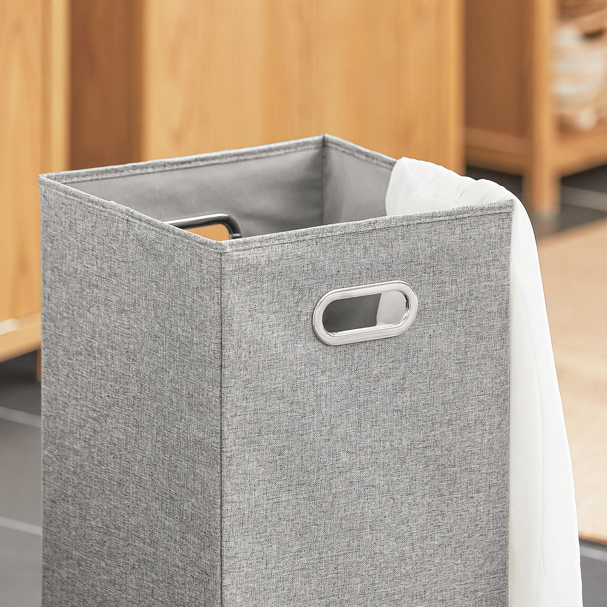 WÄSCHESCHRANK Weiß - Hellbraun, Holzwerkstoff (40/90/35cm) - SoBuy