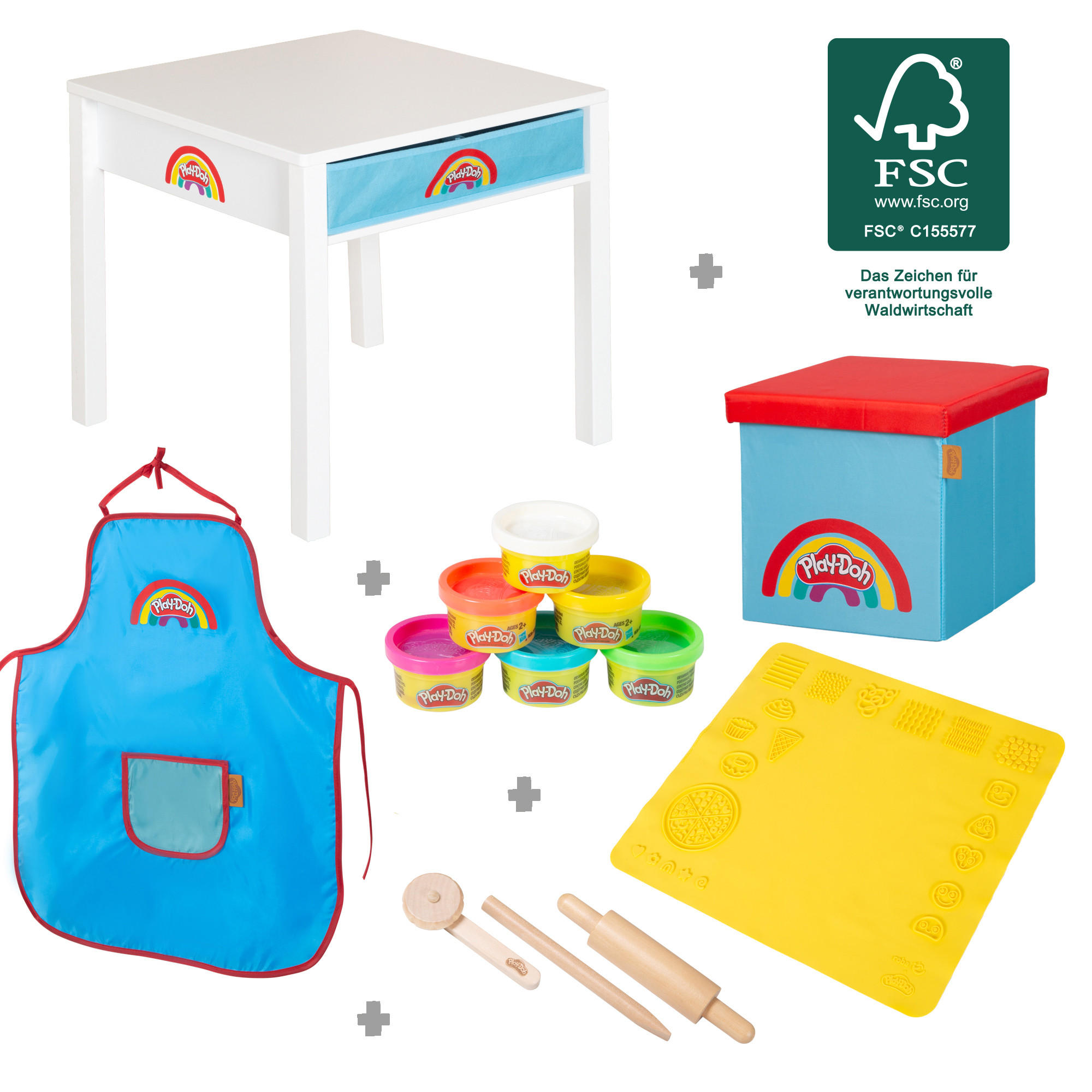 BASTELTISCH roba x Play-Doh - Weiß, Holzwerkstoff (55/54/55cm) - Roba