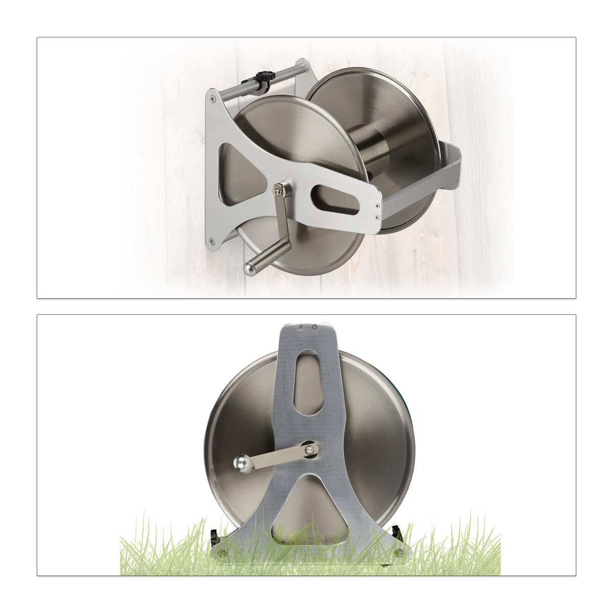 SCHLAUCHTROMMEL - Silberfarben, Metall (45/30.5/36.5cm) - Relaxdays