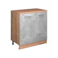 KUHINJSKA OMARA ZA POŠEVNE STREHE R-Line, Beton, 80 cm brez naklona z 2 vrati - siva/medeni hrast, leseni material (80/83.8/46cm) - Vicco