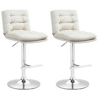 BARHOCKER 2er Set Diamant Samt chrom creme - Chromfarben/Naturfarben, Textil/Metall (42/116/56cm) - TPFLiving