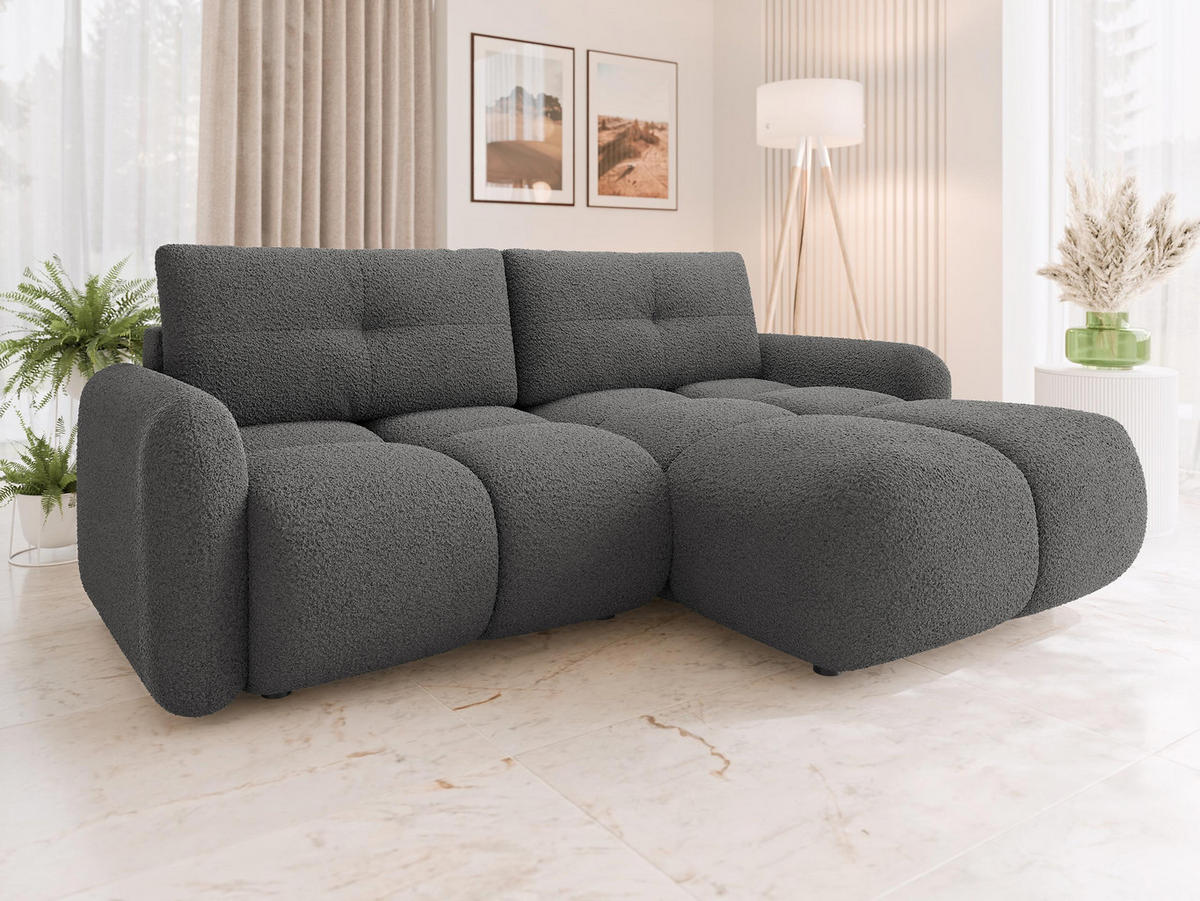 ECKSOFA Sandy - Schwarz/Grau, Holz/Kunststoff (238/165cm) - MIRJAN24