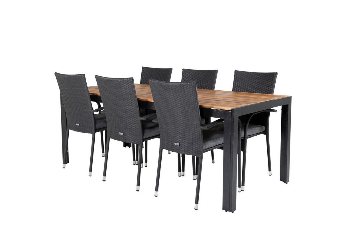 GARTENTISCHGRUPPE Schwarz - Schwarz, Holzwerkstoff - ebuy24