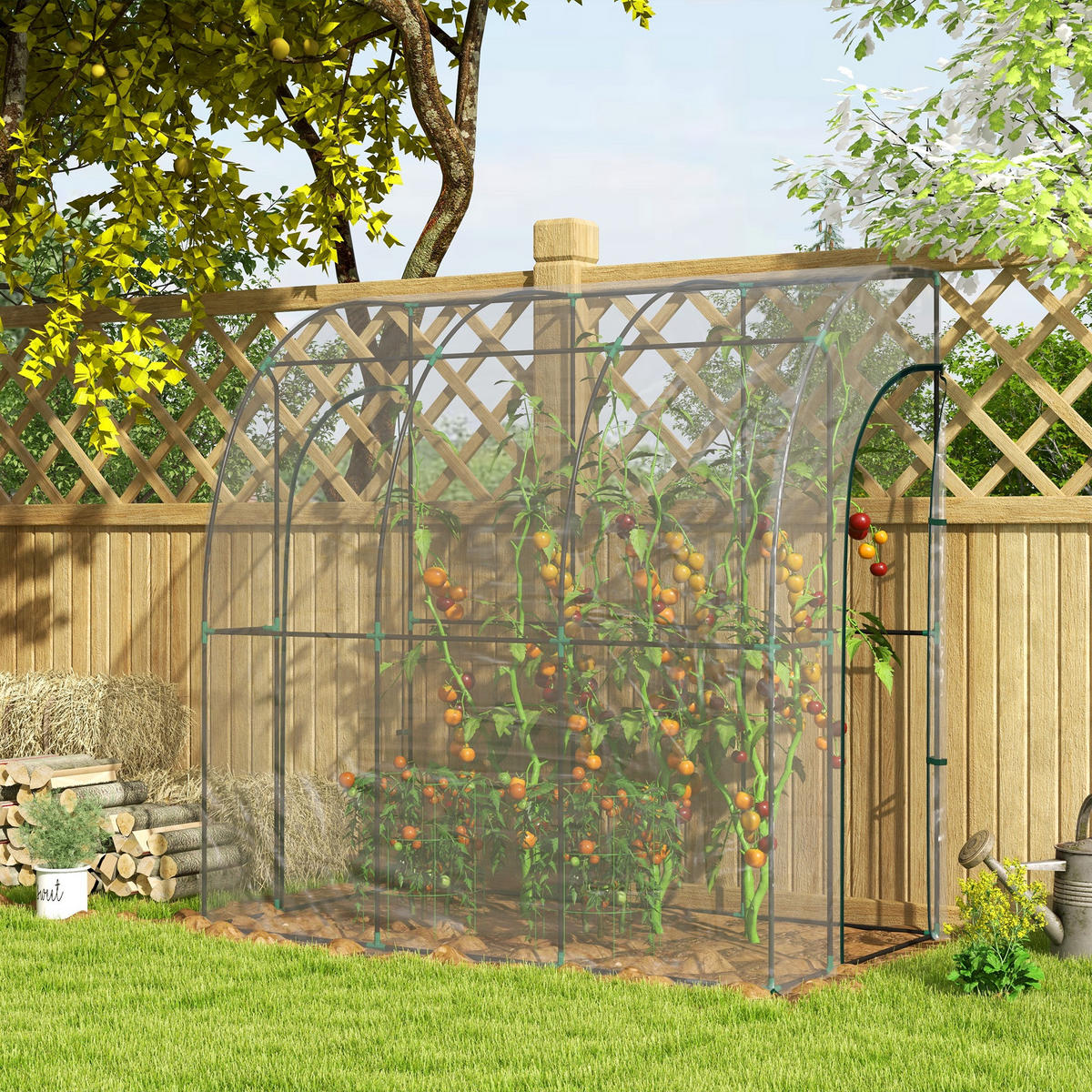 GEWÄCHSHAUS DE-12031 anlehnbar mit 2 Türen Transparent - Transparent, Kunststoff (118/212/214cm) - ComfortXL
