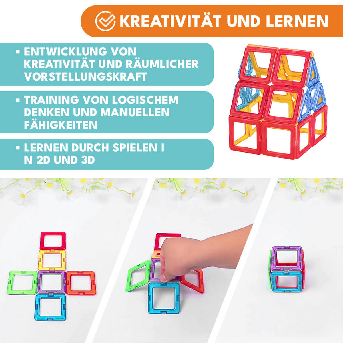 MAGNETISCHE BAUSTEINE 118 Teile - Multicolor, Kunststoff (5/5cm) - KRUMAD