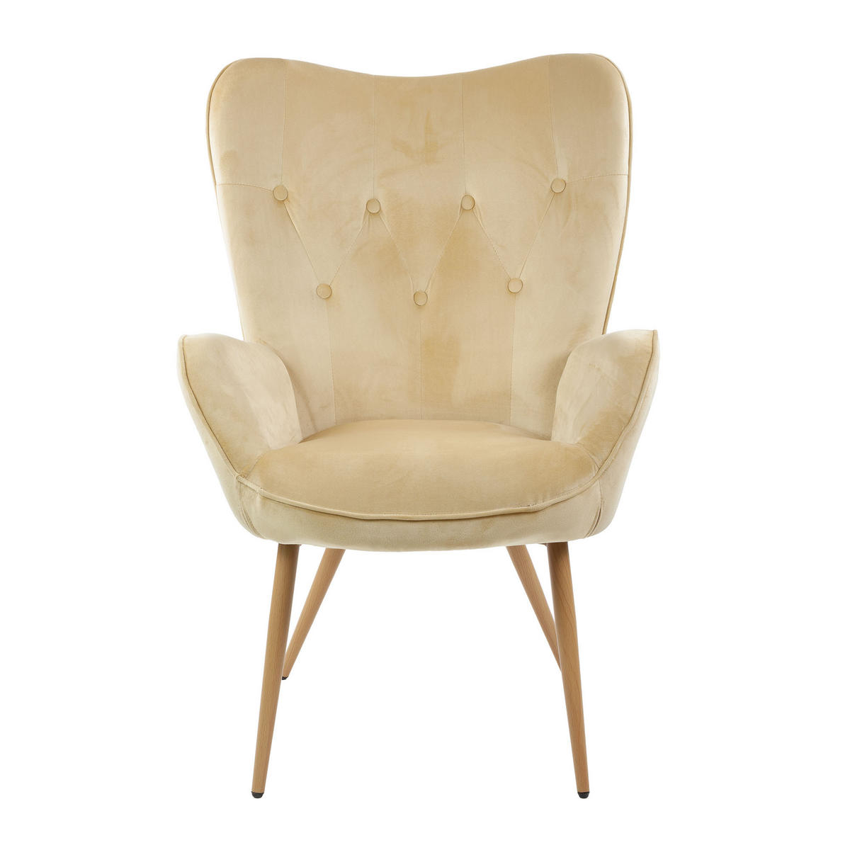 RELAXSESSELSET YORK Samt Bezug mit Hocker, Beige - Beige, Metall (67/100/48cm) - Albatros
