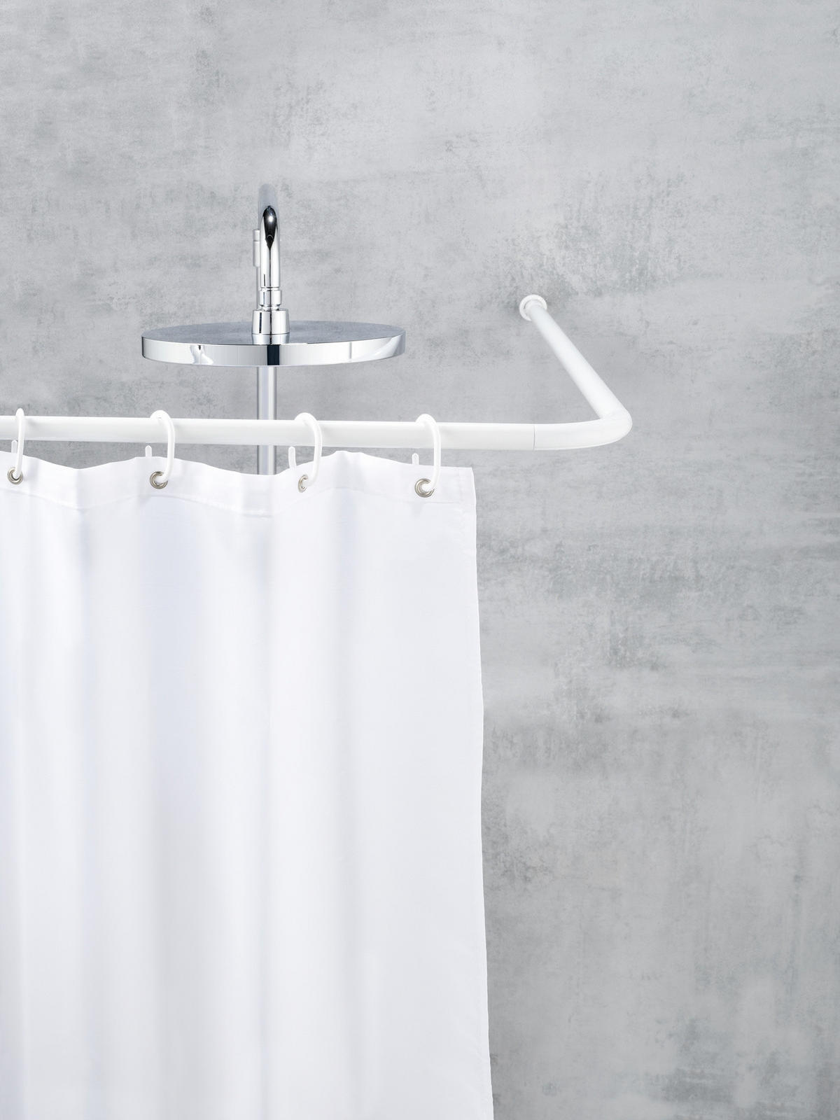UNIVERSAL-WINKEL für Duschvorhang - Weiß, Metall (165cm) - Wenko