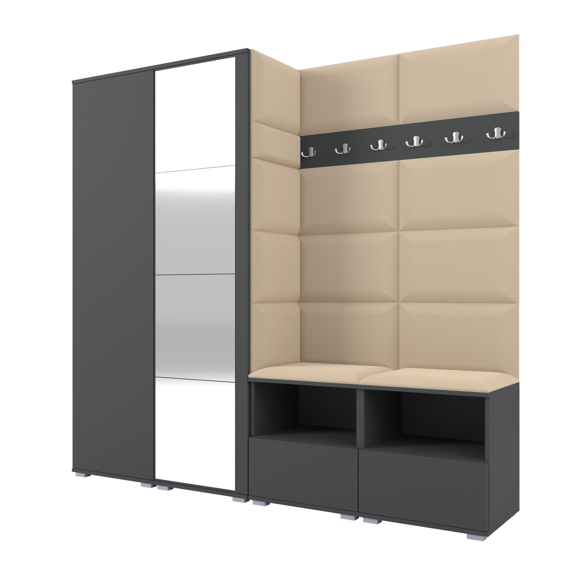 Ravio Garderobe Graphit, Beige 200x187x40 cm