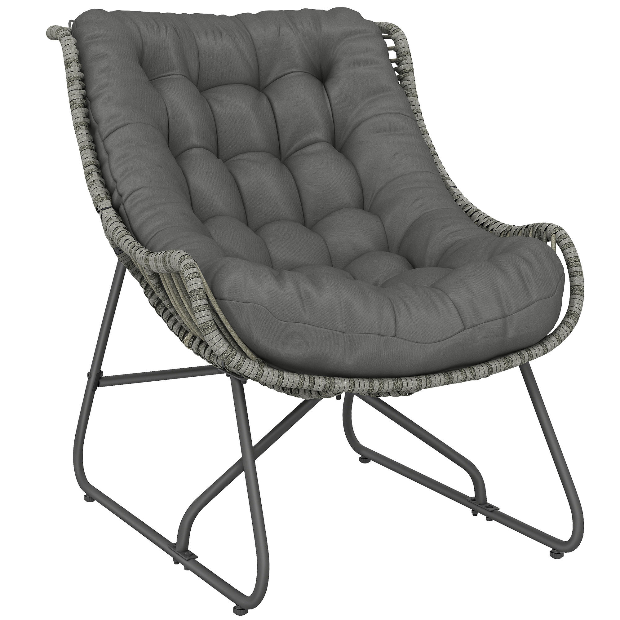 RATTANSESSEL Stahl PE-Rattan Dunkelgrau - Dunkelgrau, Textil/Metall (75/90/101cm) - Outsunny