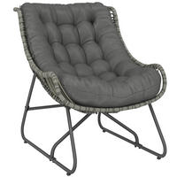 RATTANSESSEL Stahl PE-Rattan Dunkelgrau - Dunkelgrau, Textil/Metall (75/90/101cm) - Outsunny