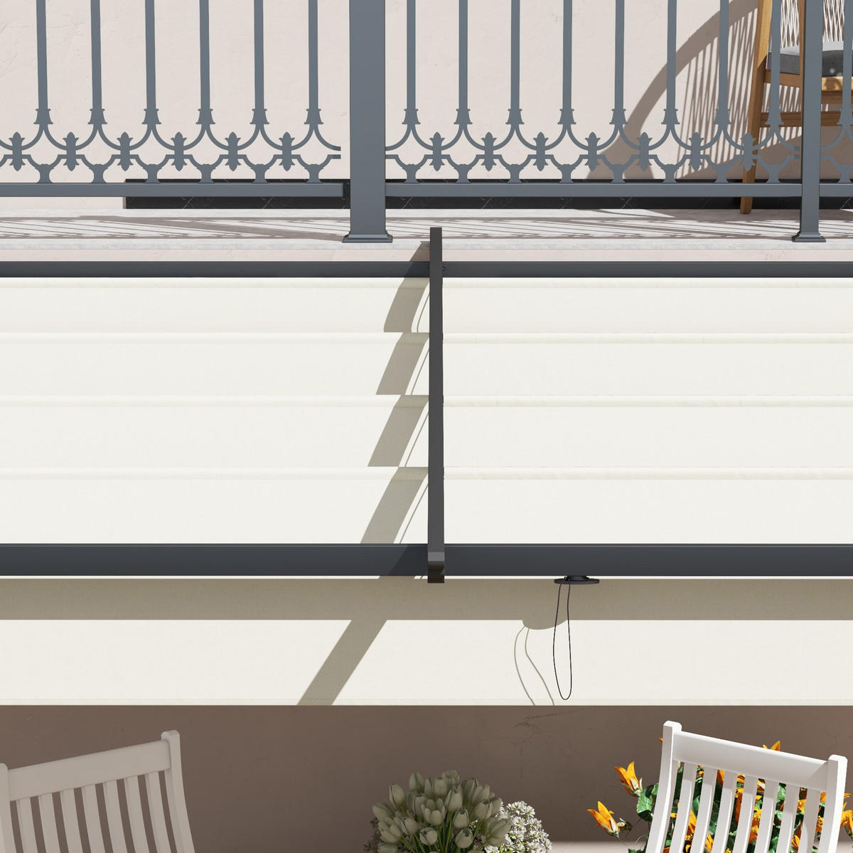 PERGOLA aus Aluminium 297x297x200/230 cm in Beige mit ausziehbarem Stoffdach - Beige, Metall (297/230/297cm) - Modfu