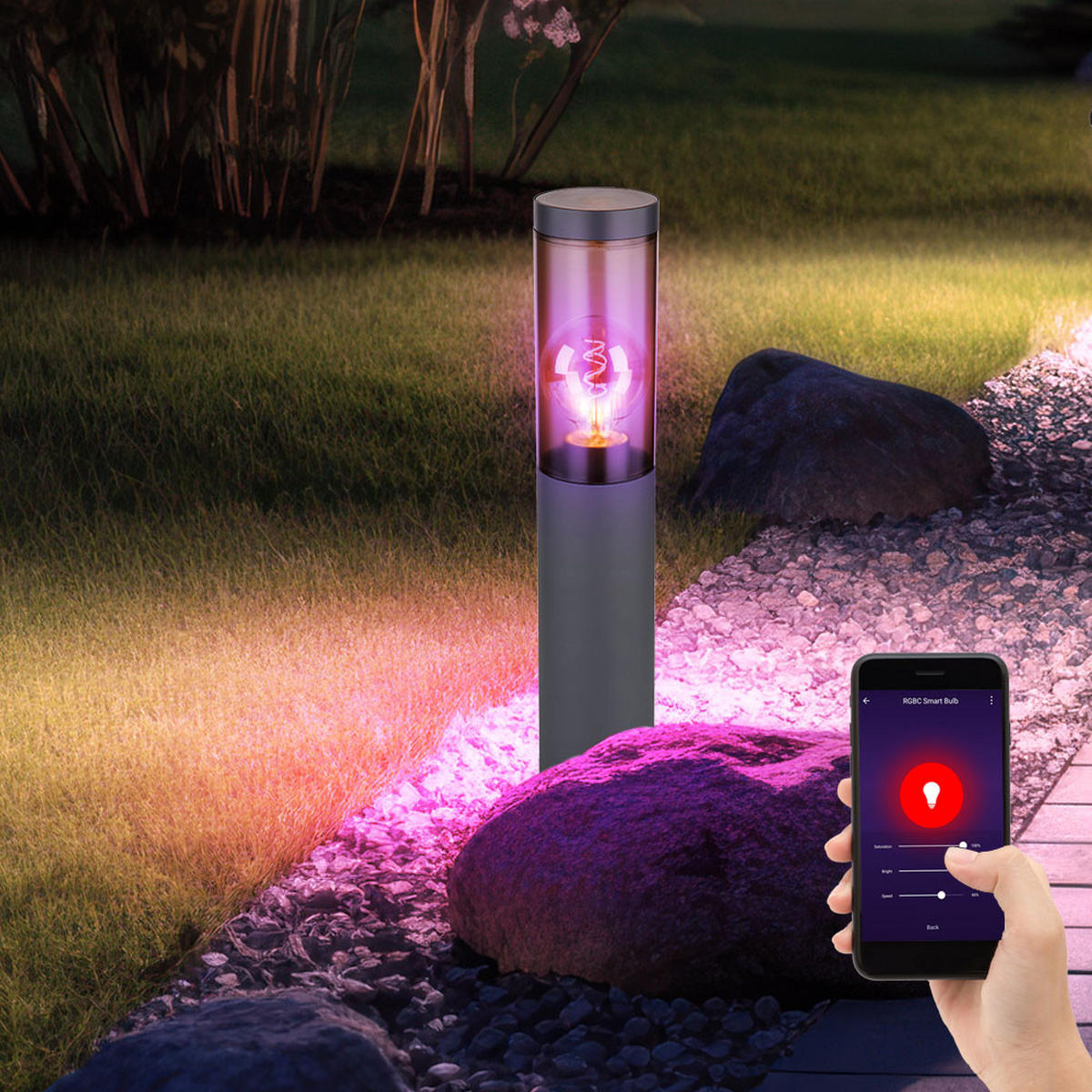 LED AUSSENLEUCHTE Grau Anthrazit - Grau, Kunststoff (12.7/12.7/45cm) - Globo Lighting