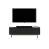 TV komoda Aurora matná čierna 140 cm so zlatým kovovým rámom - čierna/zlatá, kov/kompozitné drevo (140/44/35cm) - Meble Lindner