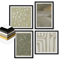 WANDBILDER 4er-Set - 50x50 cm & 40x60 cm Schwarzer Rahmen - Abstrakte Boho-Muster - Schwarz, Kunststoff (50/50cm) - ArtPrintCave