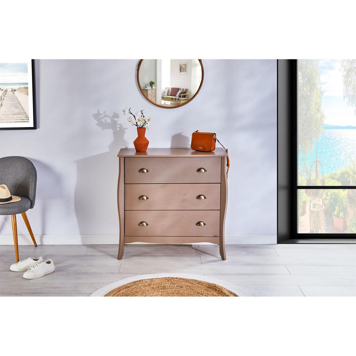 KOMMODE ANTOINETTE - Taupe, Holz (89/87/43cm) - IDIMEX