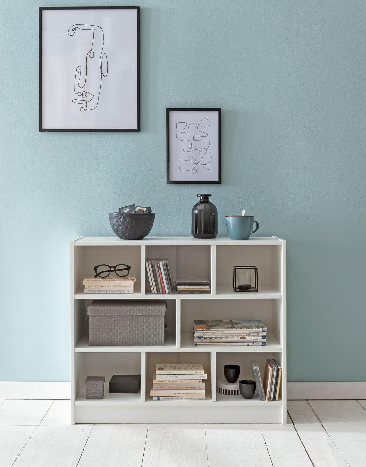BÜCHERREGAL – Holz, melaminbeschichtet, mit Stauraum, modern - Weiß, Holz (80/69/30cm) - KADIMA DESIGN
