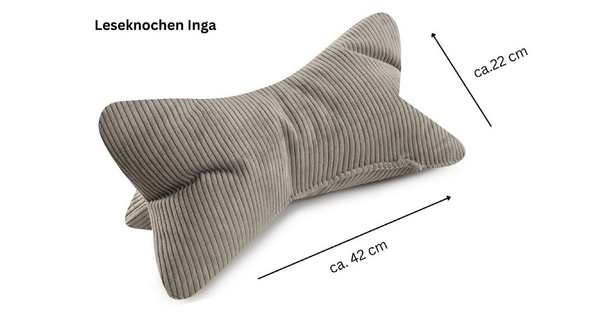 KISSEN Leseknochen Inga grau - Hellgrau, Textil (22/42cm) - Magma Heimtexx