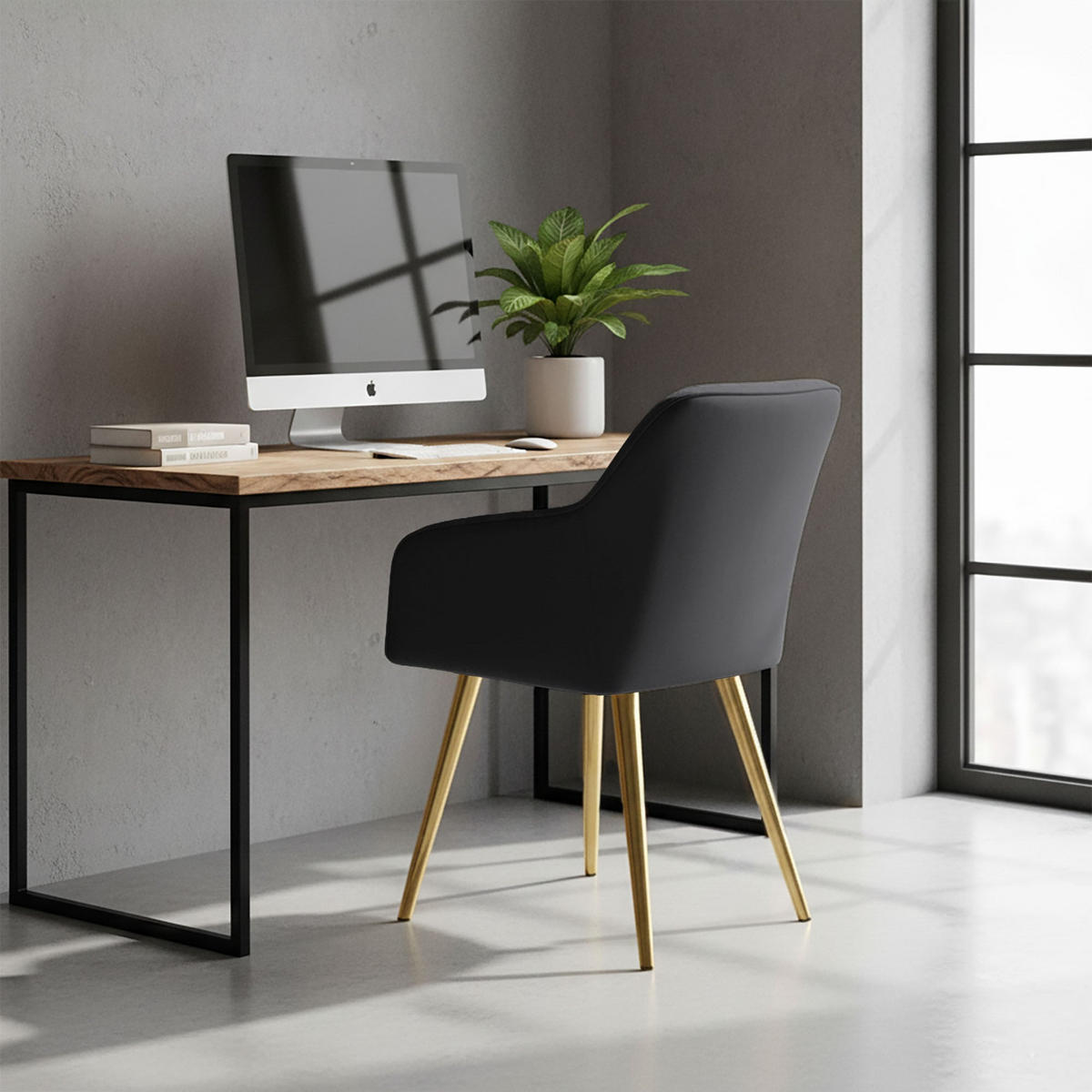 POLSTERSTUHL 2er Set, Metallbeine Schwarz, Gold 54,5/83/58 - Schwarz, Textil (55/83/58cm) - RAUMHIRSCH FURNITURE