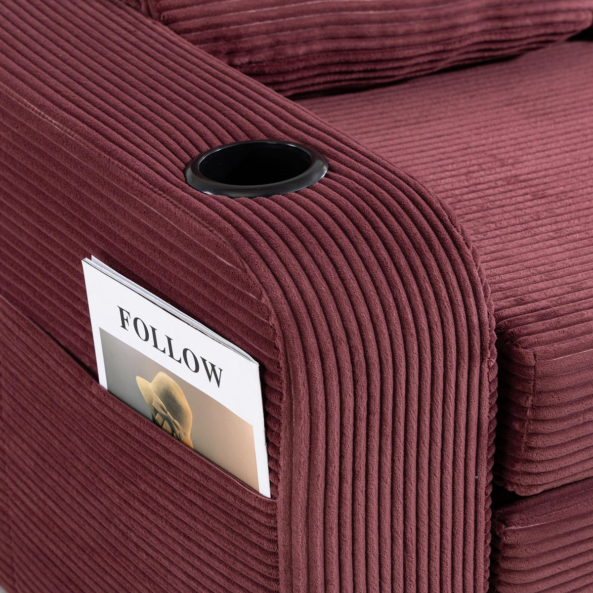 SCHLAFSOFA 2-Sitzer Sofa mit 2 Zierkissen,Lounge Sofa,Polstersofa,Cord,Weinrot - Rot, Textil (136/82.5/80cm) - LVHOM