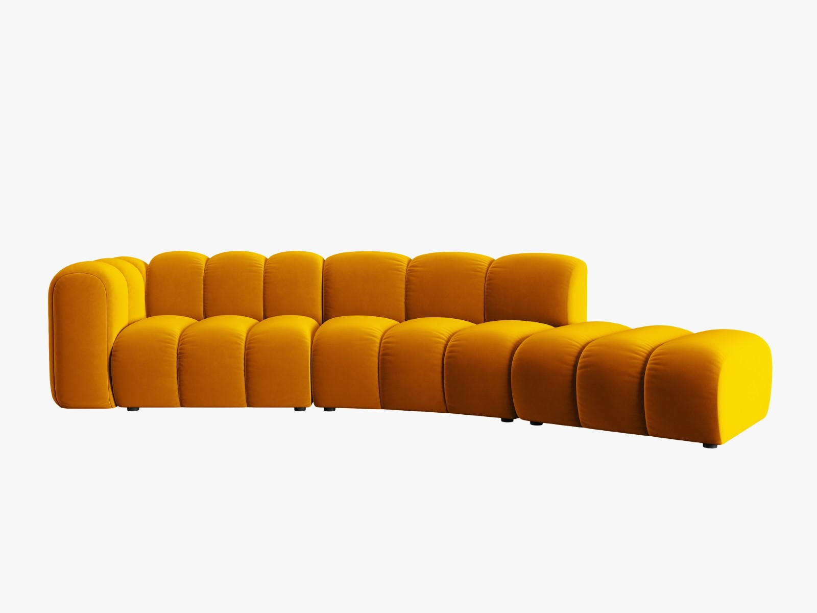 SOFA modular rechts Lupine aus Samt gelb 5 Sitzplätze - Gelb, Textil (166/70/335cm) - Micadoni