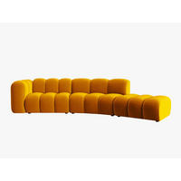 SOFA modular rechts Lupine aus Samt gelb 5 Sitzplätze - Gelb, Textil (166/70/335cm) - Micadoni