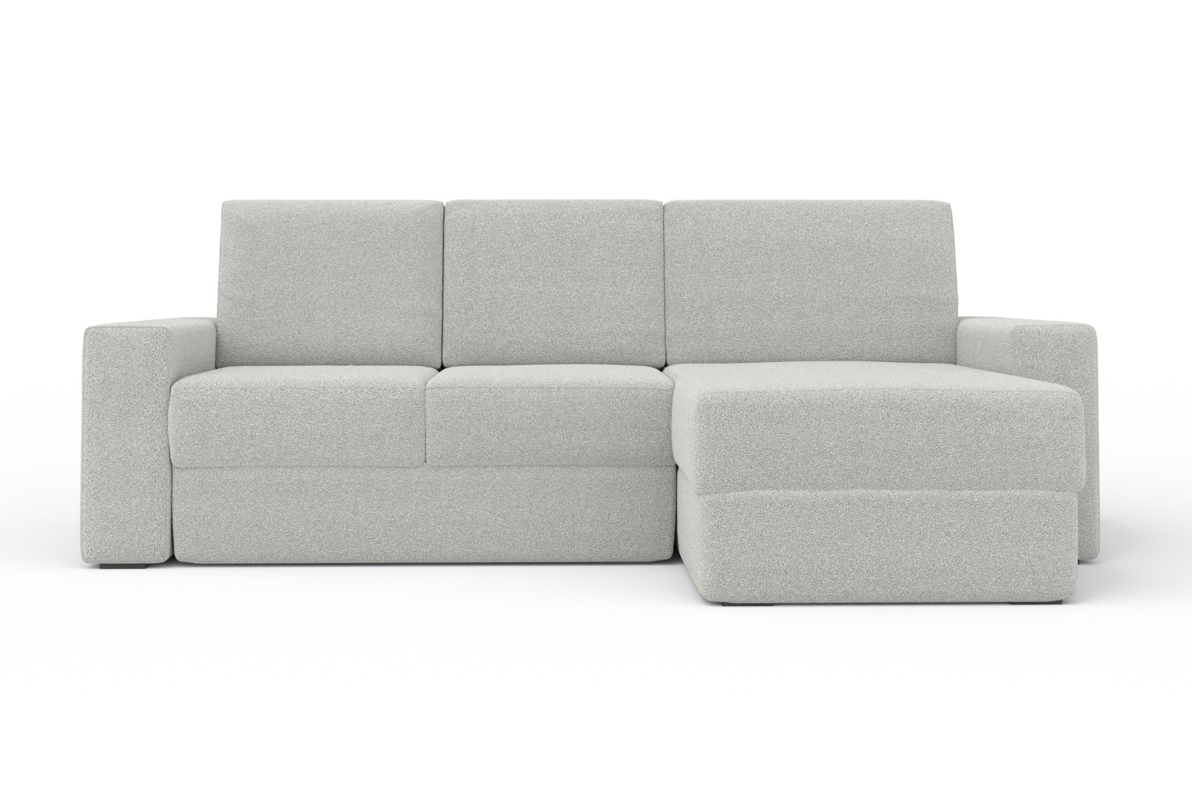 ECKSOFA TOCO L 240x145 cm in Boucle Hellgrau rechts - Anthrazit, Holz/Holzwerkstoff (240/145cm) - Deine Möbel 24
