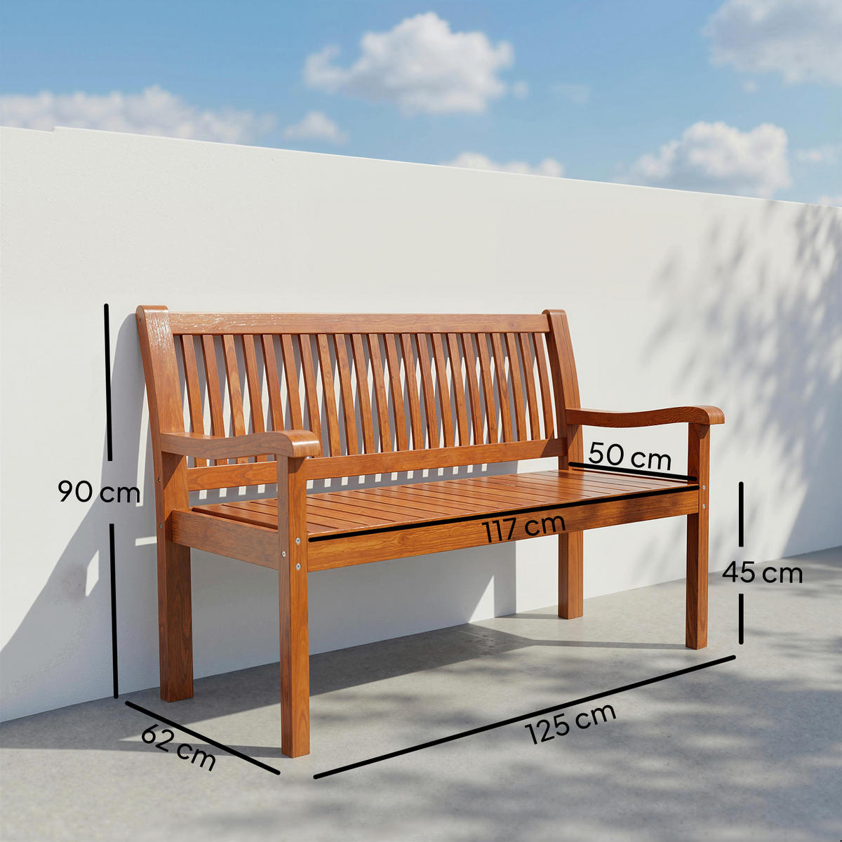 GARTENBANK DE-17788 Hellbraun - Naturfarben, Holz (125/90/62cm) - ComfortXL
