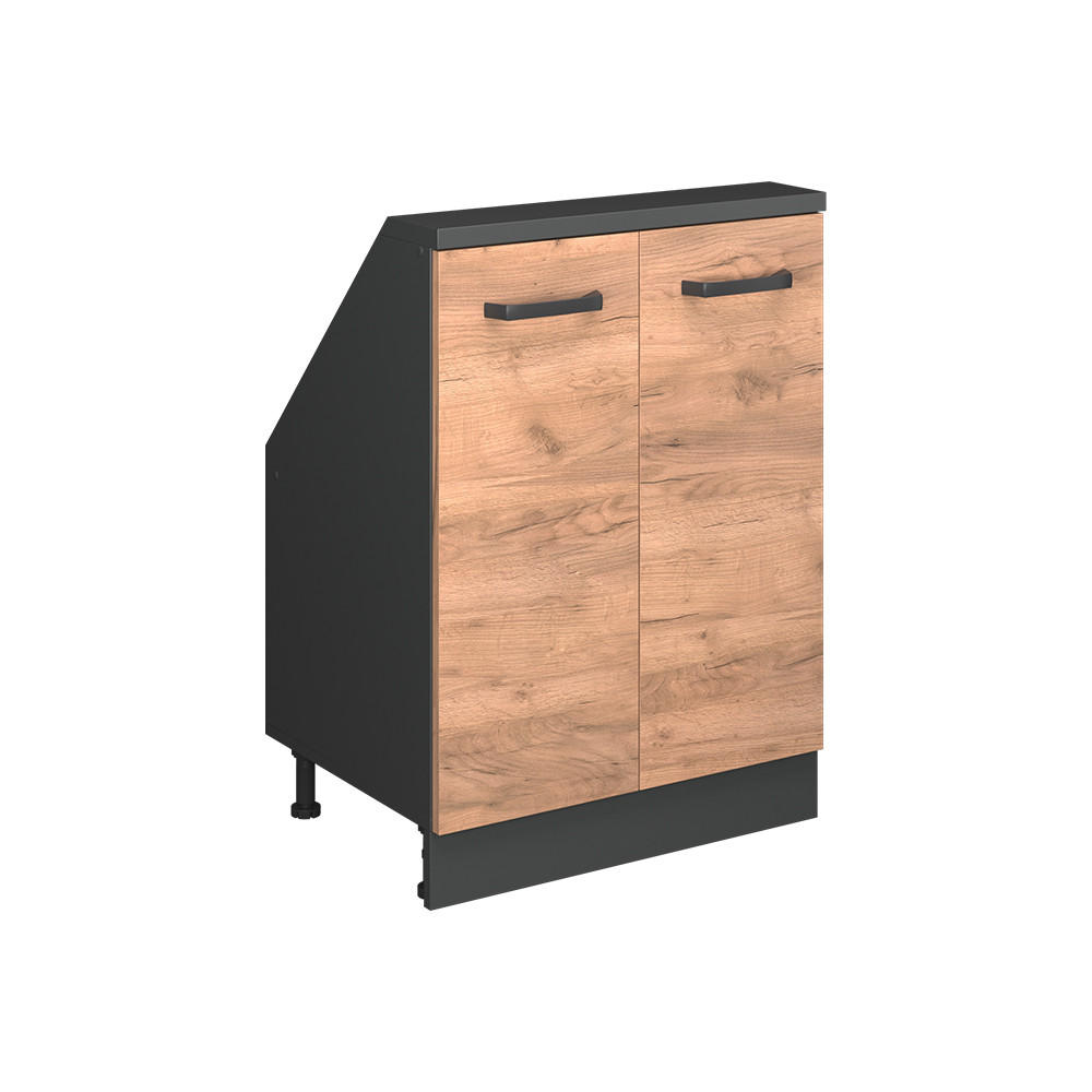 K&Ouml;KSSK&Aring;P F&Ouml;R SLUTTANDE TAK R-Line Goldkraft ek 60 cm med 2 d&ouml;rrar Honungsek, Antracit 83.8/60/46 cm