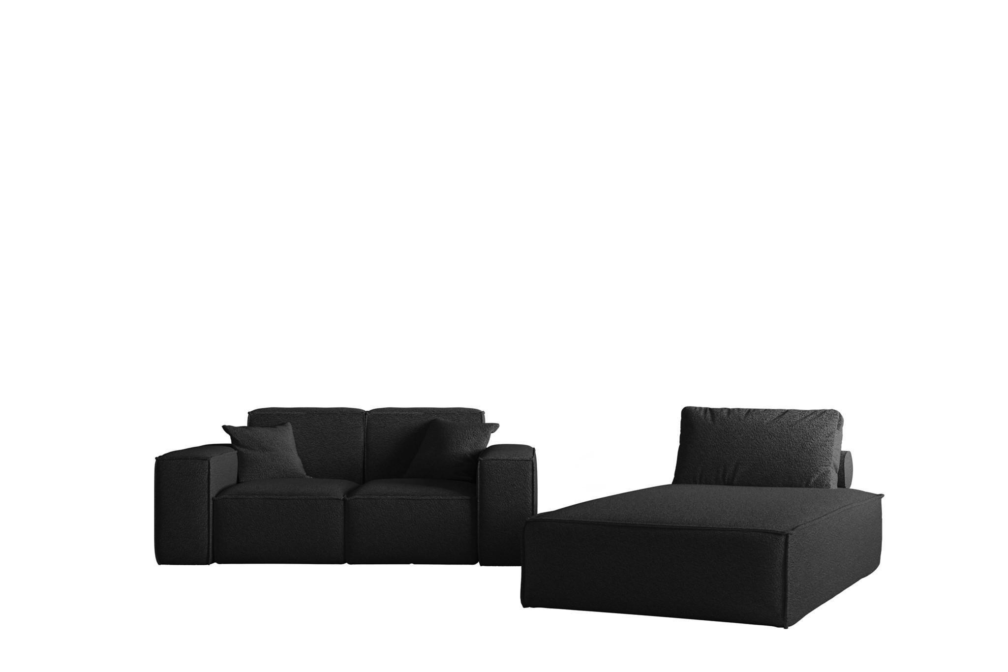 SOFA Sezlong Celes Premium 2er-set - Schwarz, Holzwerkstoff/Textil (110/95/194cm) - Fun Möbel