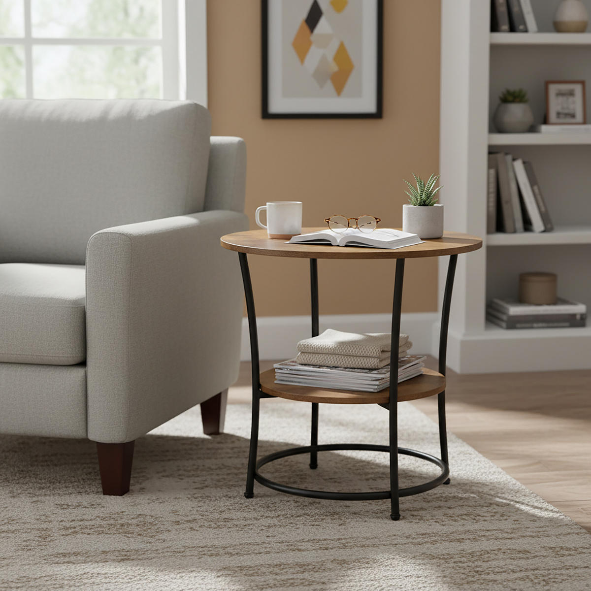 BEISTELLTISCH - Braun, Holzwerkstoff/Metall (55/55/55cm) - Relaxdays